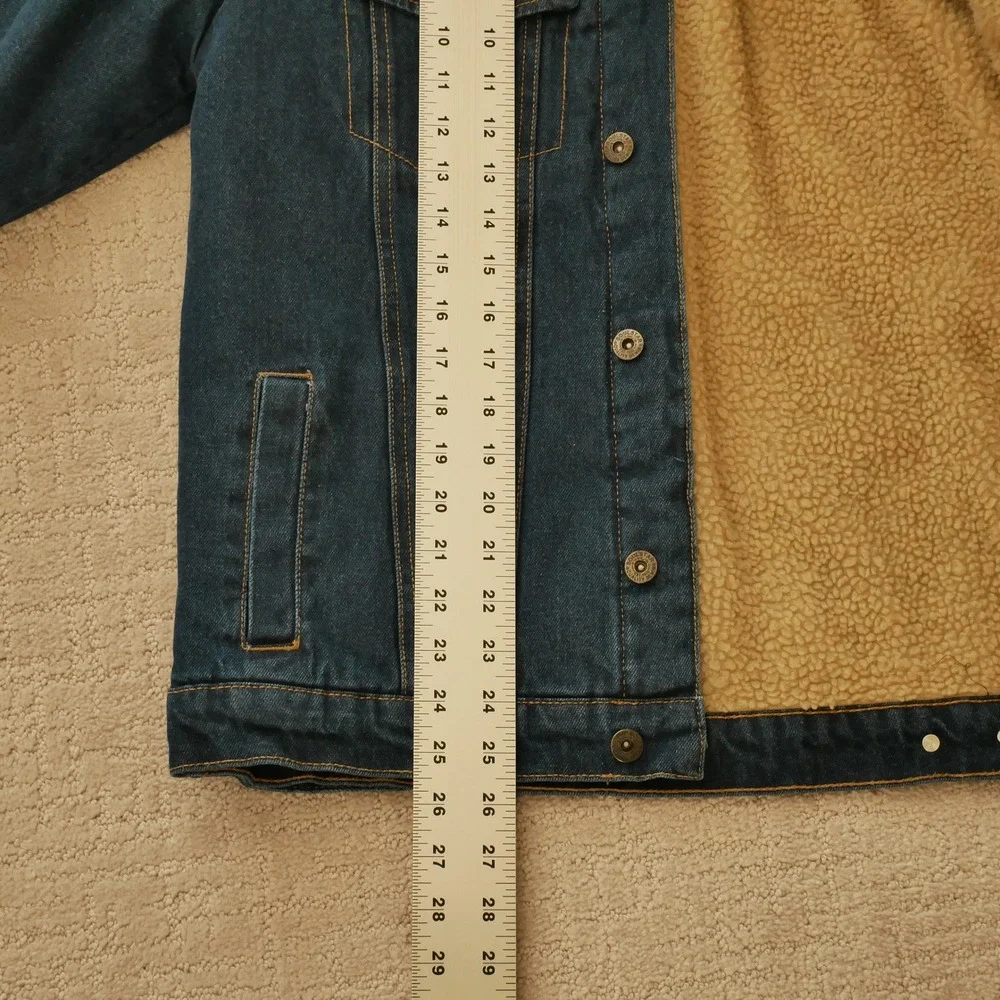 Soul Star Mens Blue Denim Trucker Jacket Sherpa Borg Collar MJ MINK ASOS Medium